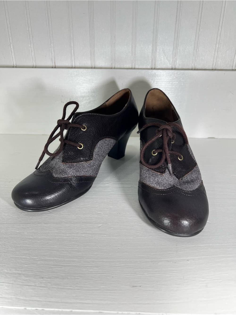 Aerosoles Aristocrat Brown Leather Steampunk Lace Up Heels Size 7.5